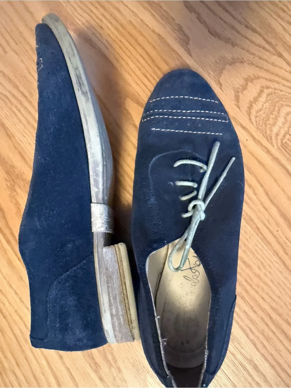 Italian Navy Suede Oxford Lace-Up Shoes